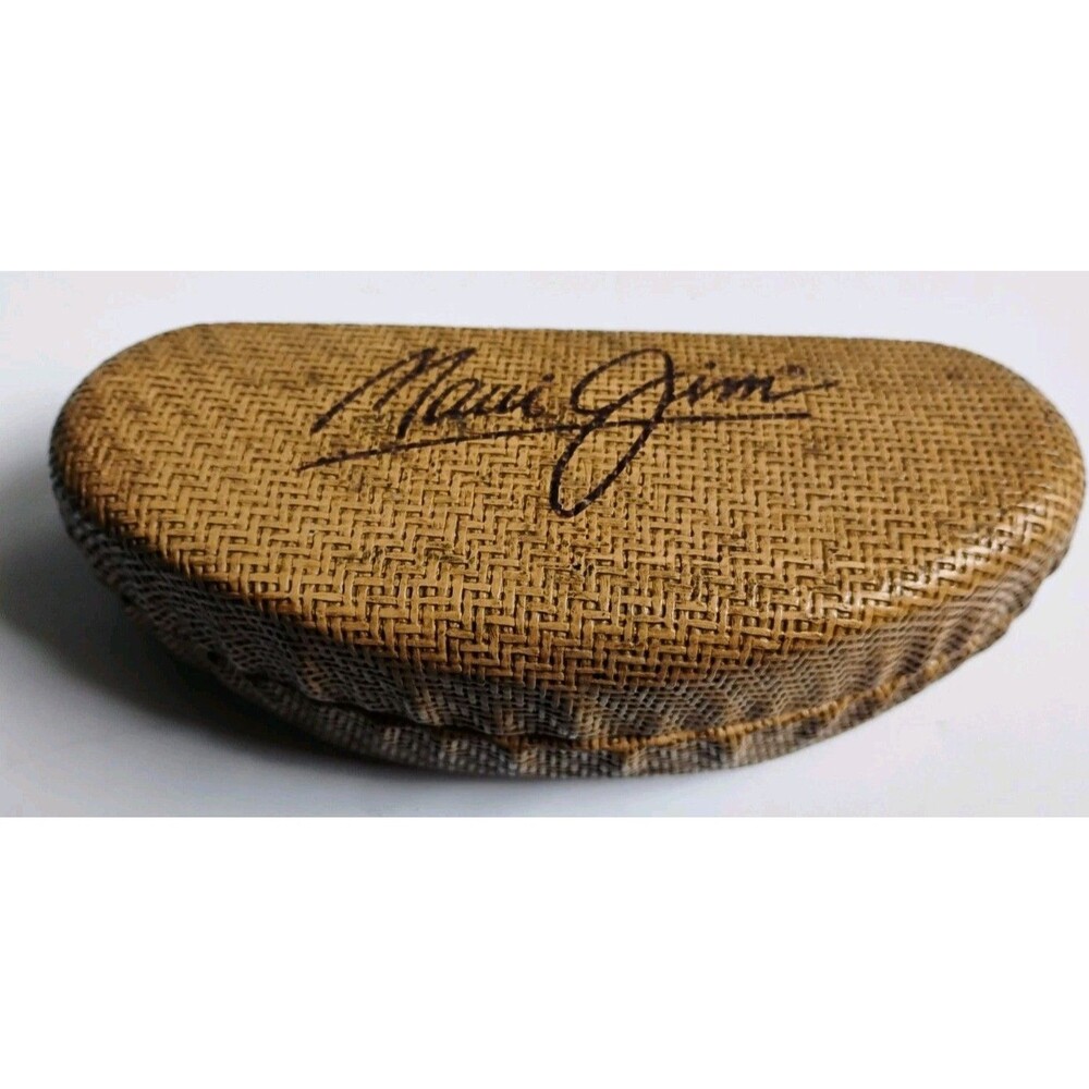 Authentic Maui Jim Hard Sunglasses Case Tan Woven Basketweave Clamshell